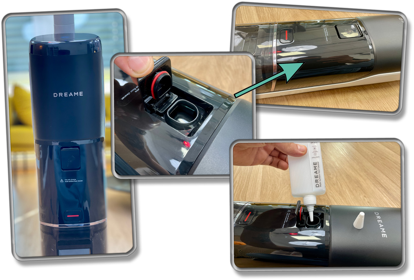 Das ist der frei befüllbare Reinigungsmitteldosierer des Dreame H14 Pro