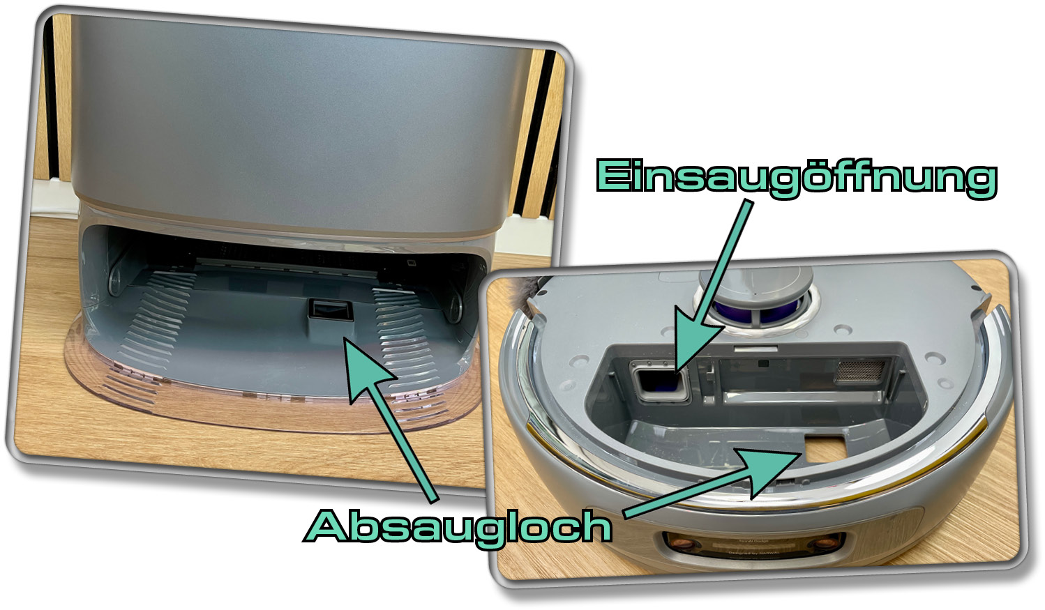 Der Staub wird von unten aus dem Narwal Freo Z Ultra abgesaugt