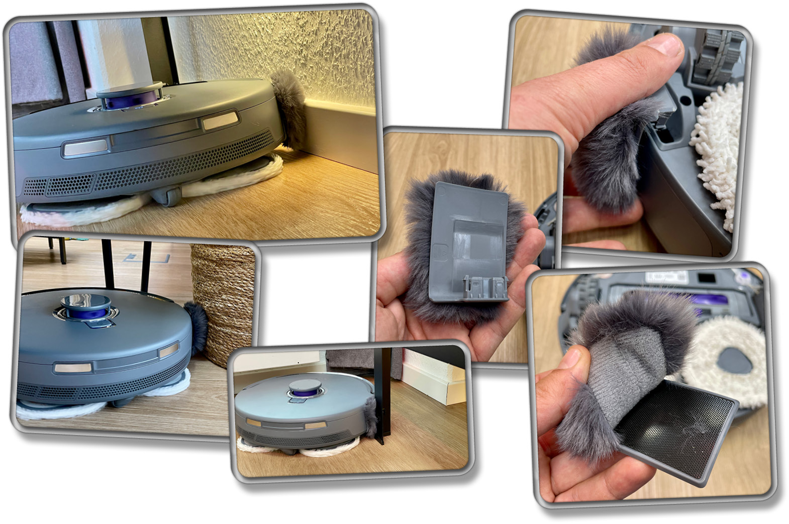 Der kleine Puschel an der Seite des Narwal Freo Z Ultra kann Fußleisten und mehr abstauben