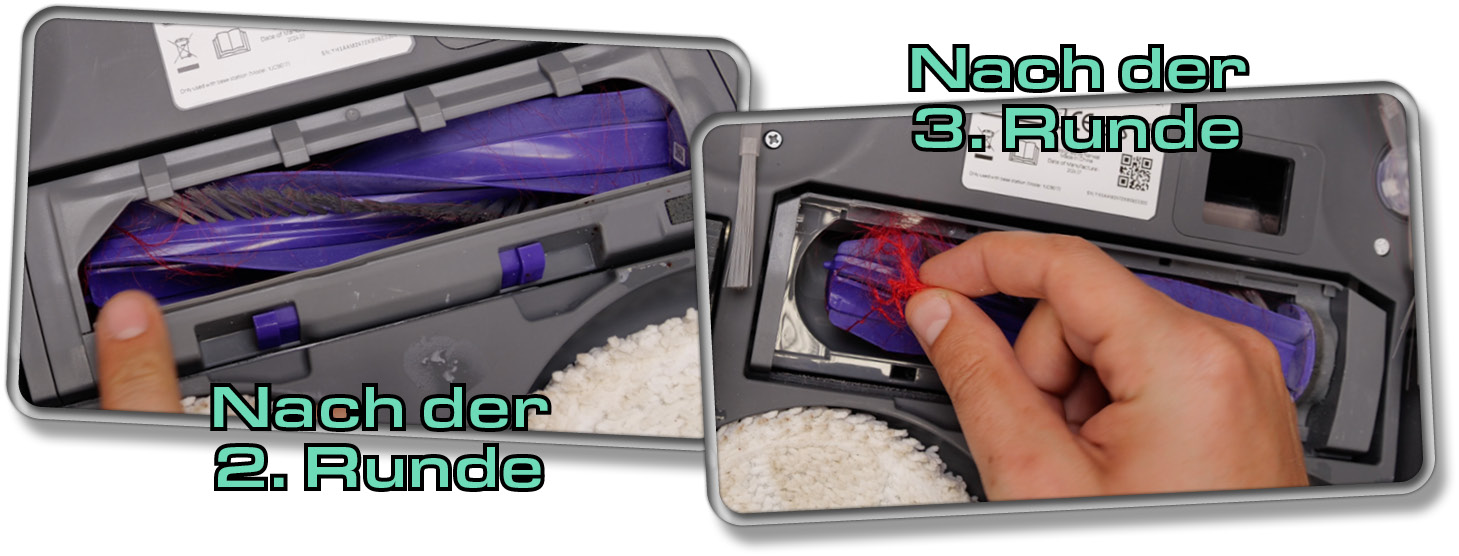 Die Antihaaraufwicklung des Narwal Freo Z Ultra hat nicht so gut funktioniert, wie wir uns das erhofften