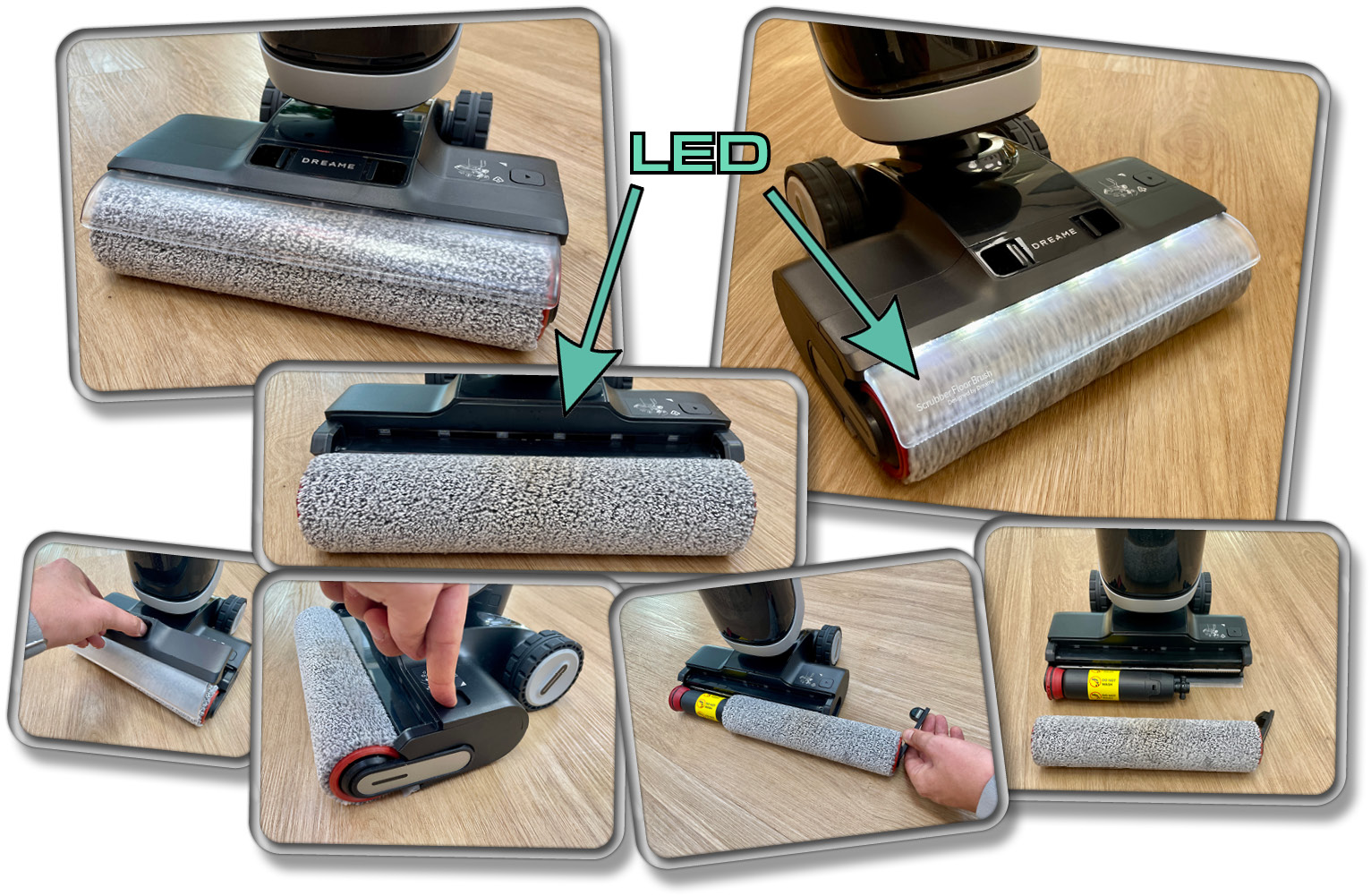 Die Bodendüse des Dreame H14 Pro besitzt eine schicke LED-Beleuchtung