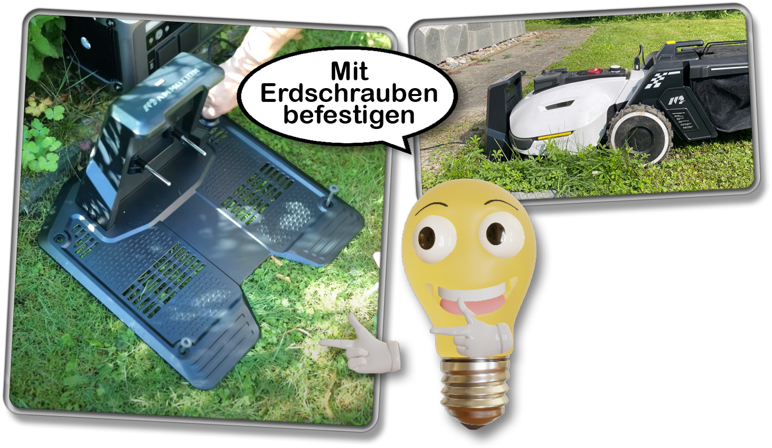 Die Ladestation wird mit Erdnägeln befestigt