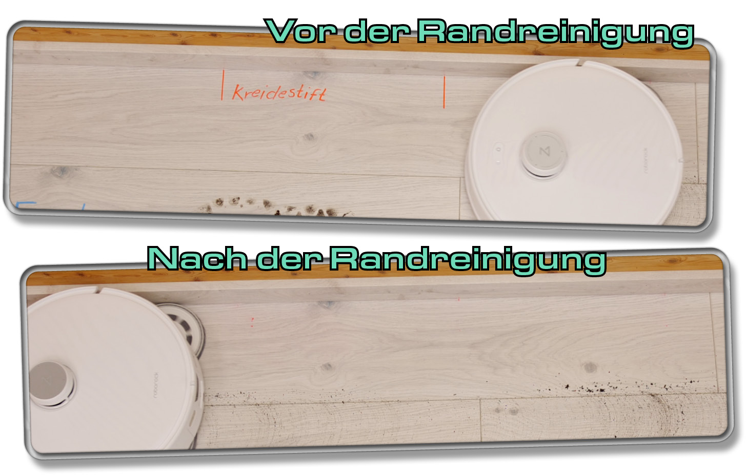 Die Randreinigung des Roborock Qrevo Curv kann sich sehen lassen.