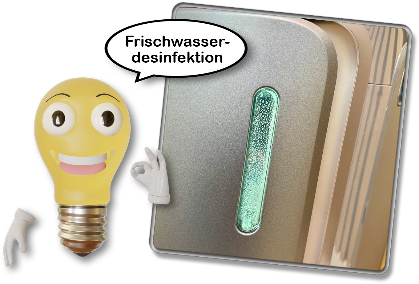 Die Station des Narwal Freo Z Ultra besitzt eine elektrolytische Frischwasserdesinfektion