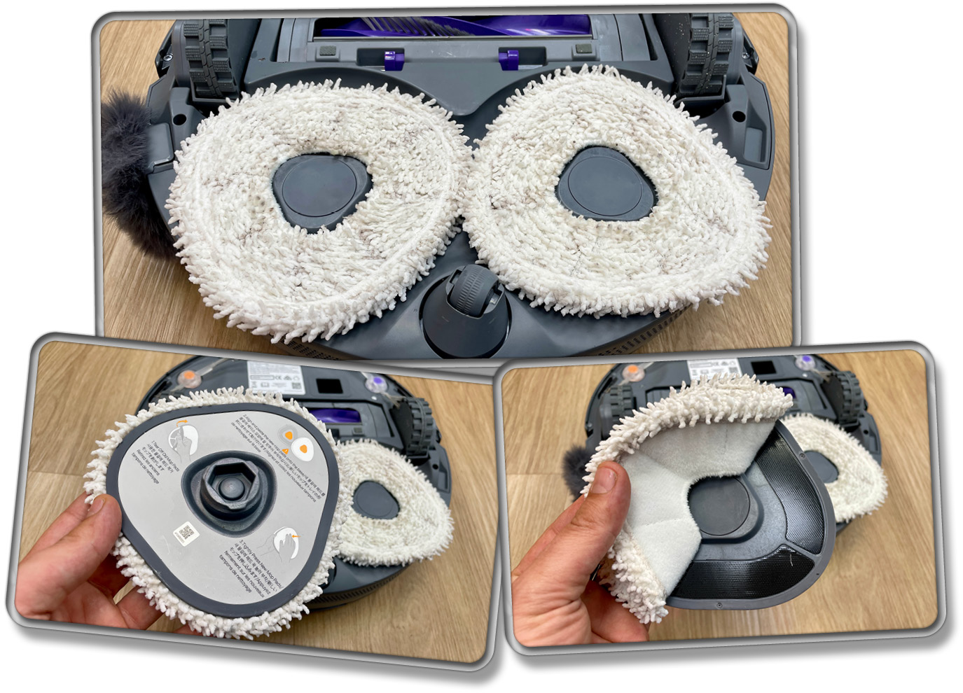 Die Wischmopps haften magnetisch und können abgezogen werden