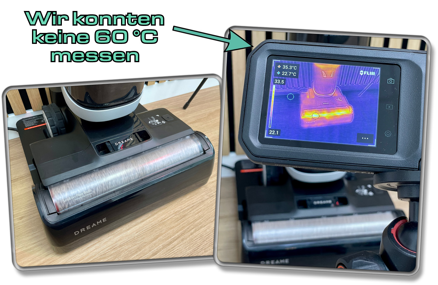 Die Wischwalze wird in der Station mit heißem Wasser ausgewaschen