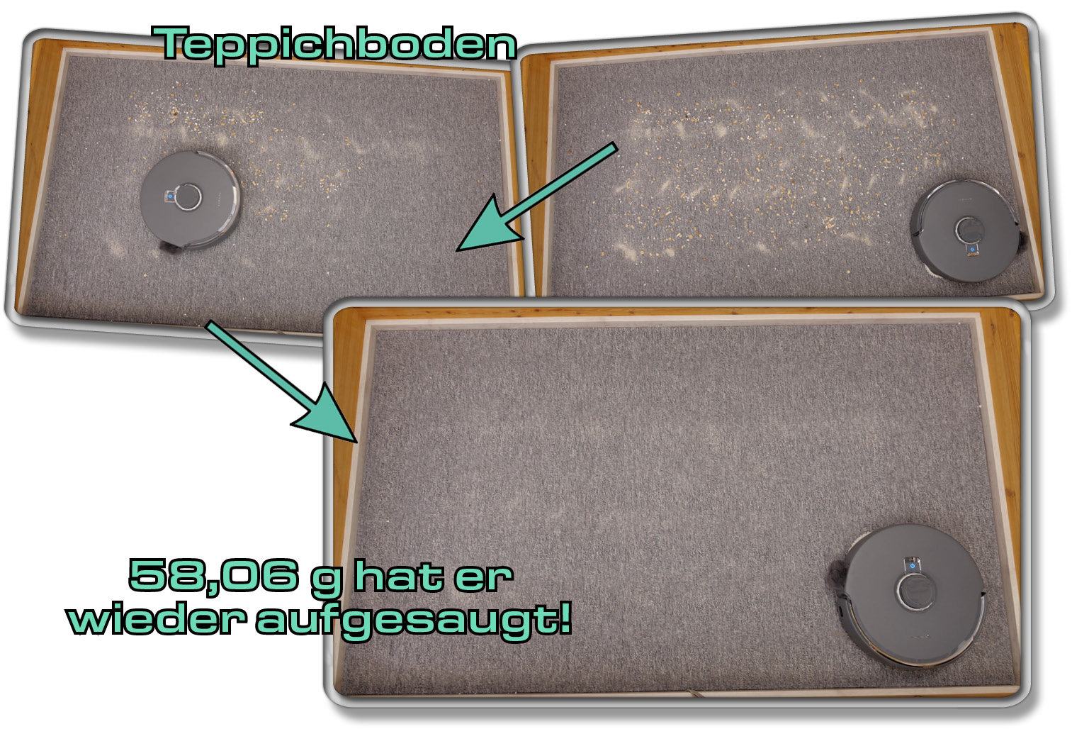 Narwal Freo Z Ultra - Die gemessene Saugleistung auf Teppichboden