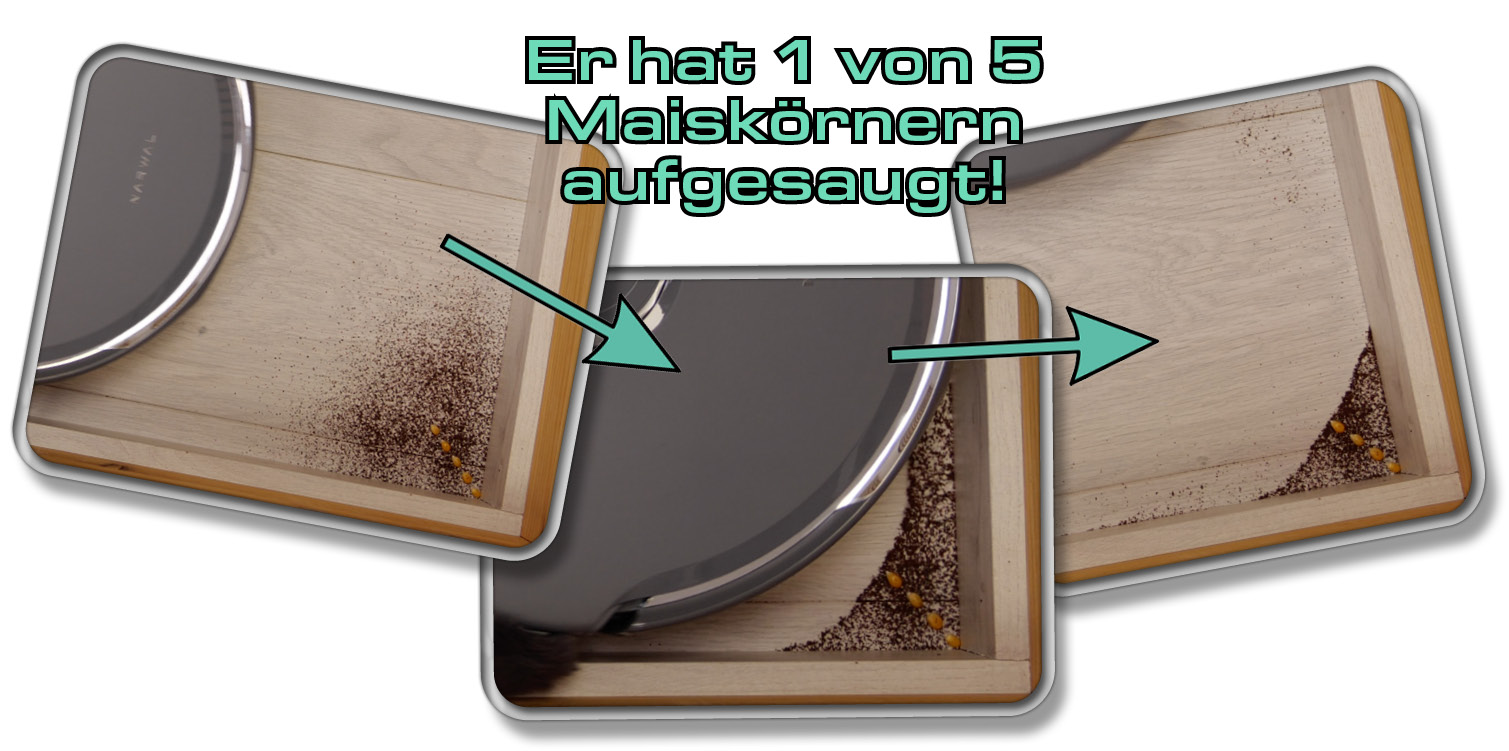 Narwal Freo Z Ultra - Die gemessene Saugleistung in Ecken