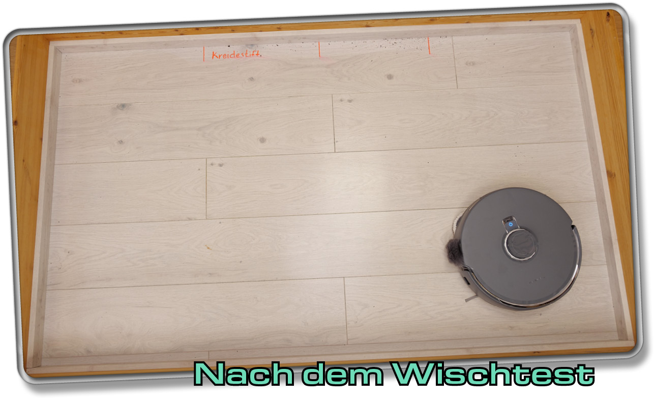 So sieht das Testareal nach dem Wischtest mit dem Narwal Freo Z Ultra aus