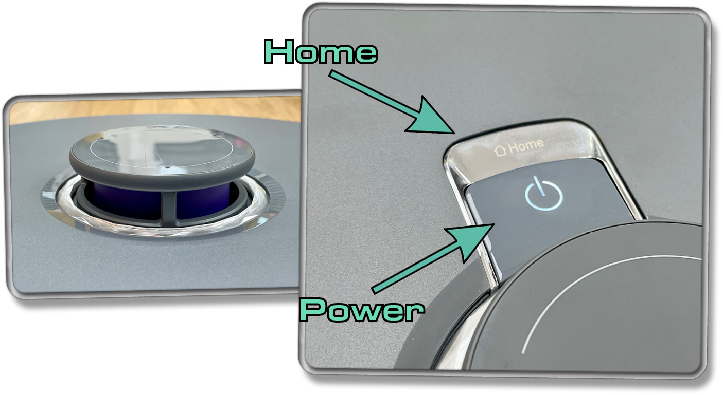 Über diese zwei Tasten, wird der Narwal Freo Z Ultra manuell gesteuert