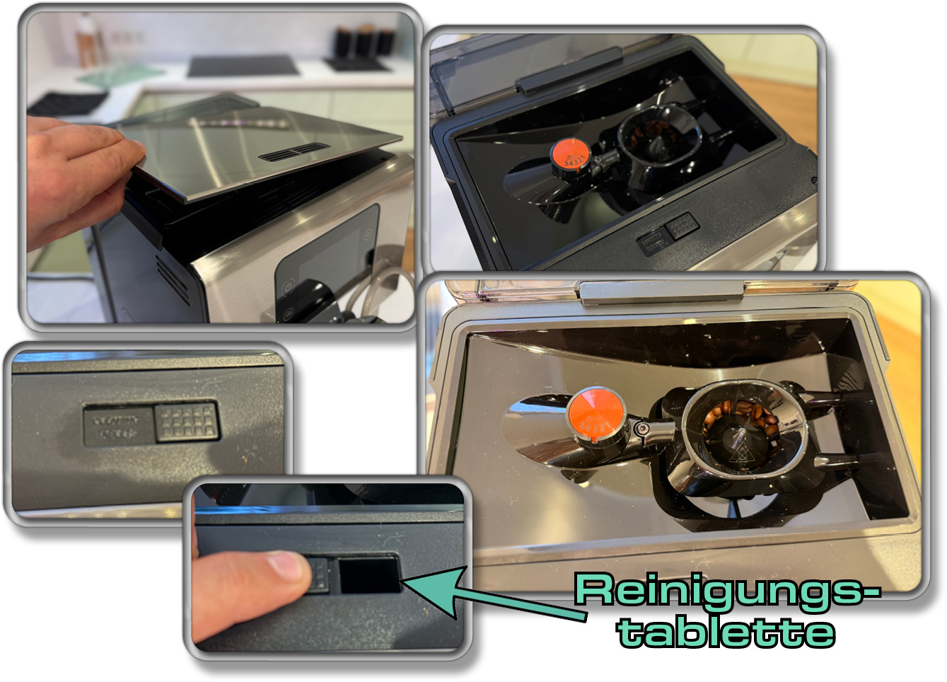 Auf der Oberseite des Krups Intuition Experience+ befindet sich der Bohnenbehälter und die Mahlwerkseinstellung