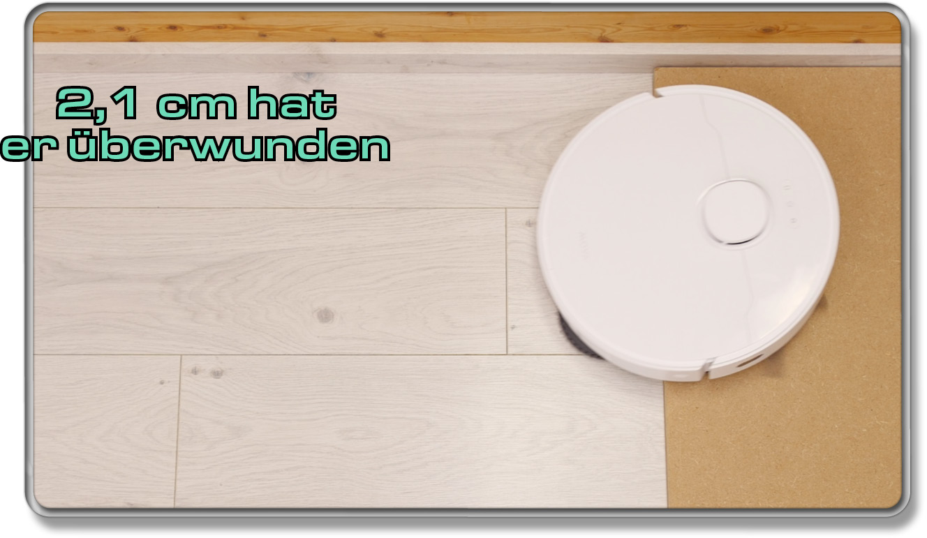 Beim klettern konnte der Mova E30 Ultra 2,1 cm überwinden