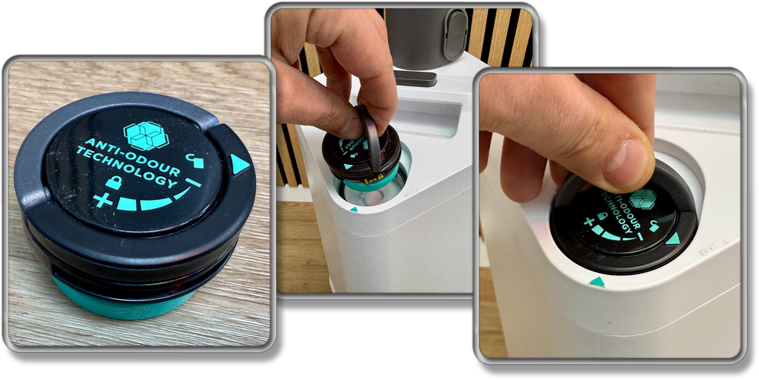 Die Duftkapsel verströhmt einen angenehmen Duft bei der Absaugung