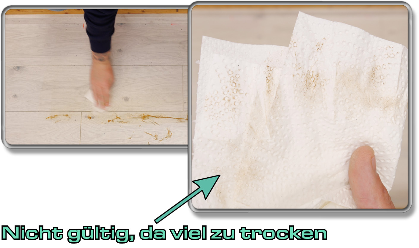 Die Saugfähigkeit konnte nicht überprüft werden, weil der Boden einfach schon zu trocken war nach der zweiten Runde