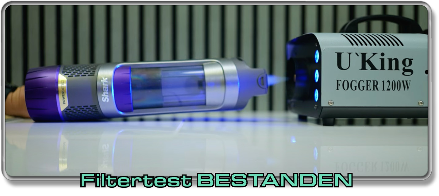 Im Filtertest ist kein Nebel mehr aus dem Gerät entwichen