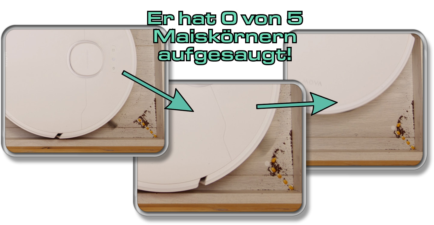 Mova E30 Ulta - Die ermittelte Saugleistung in Ecken