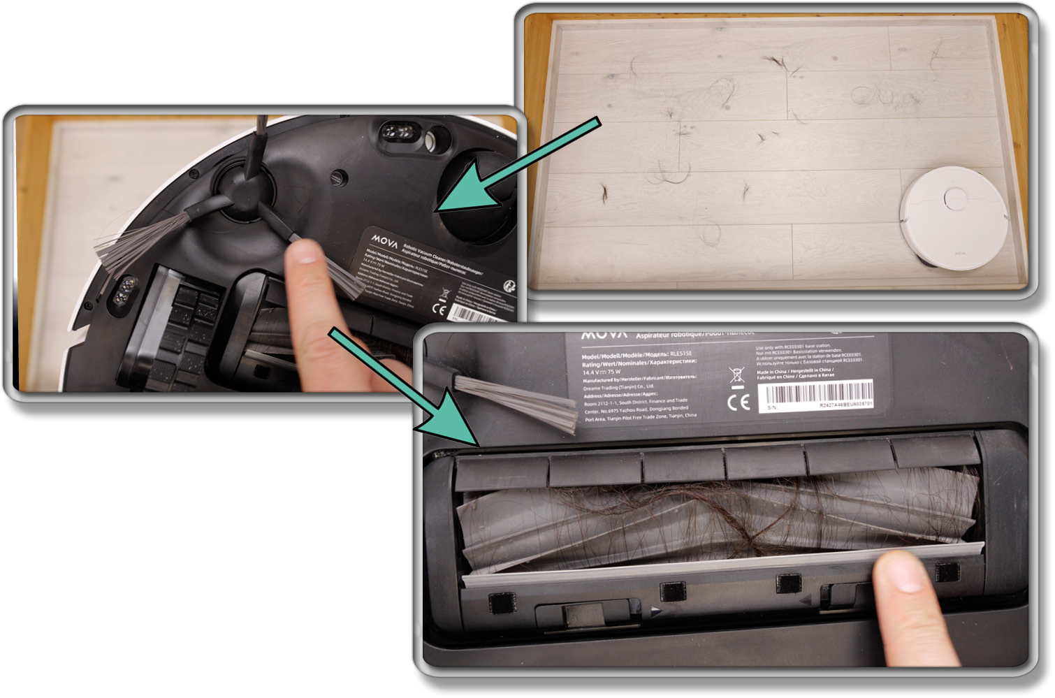 Mova E30 Ulta - Die ermittelte Saugleistung mit Haaren