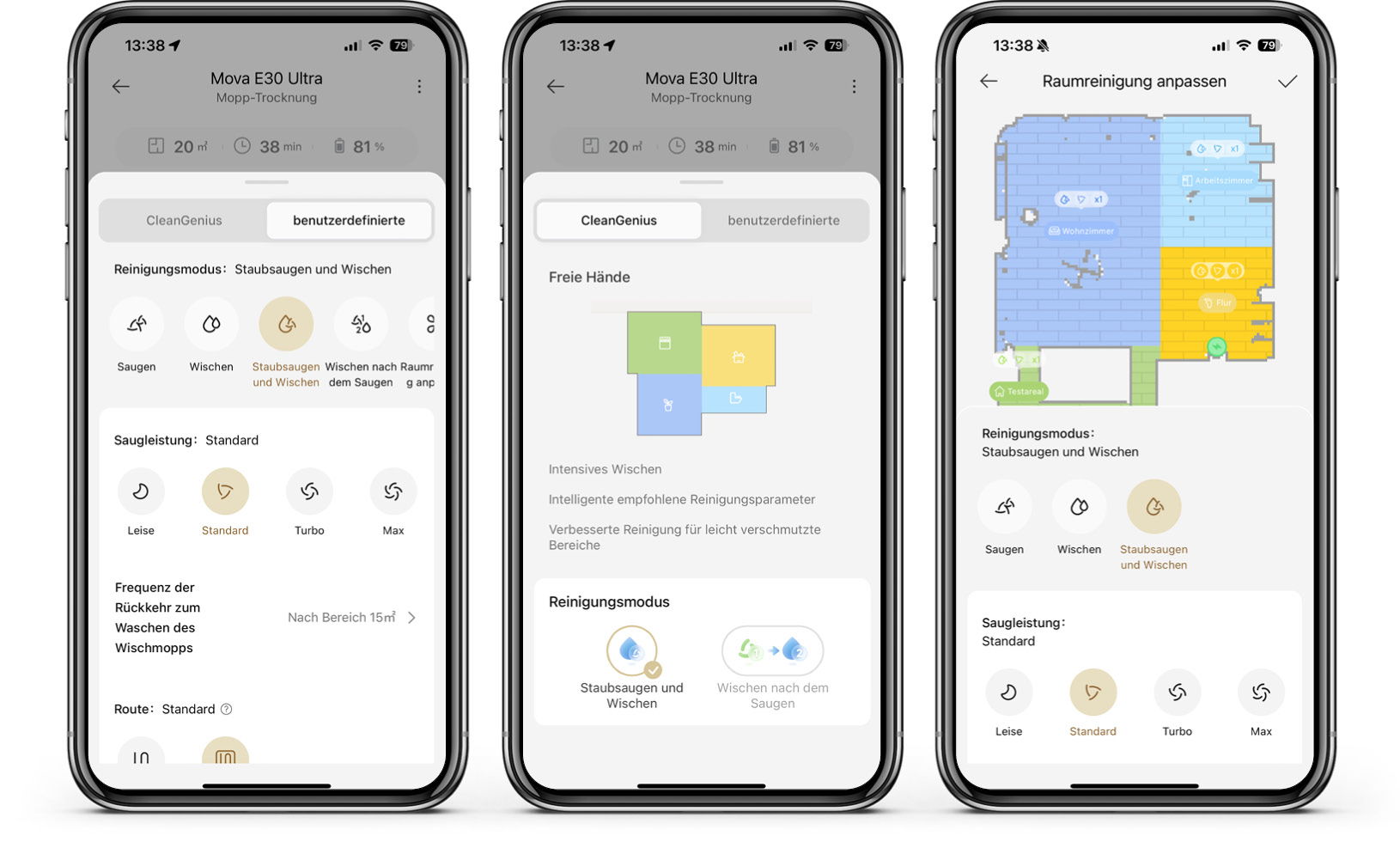 Mova E30 Ultra - App - Reinigung