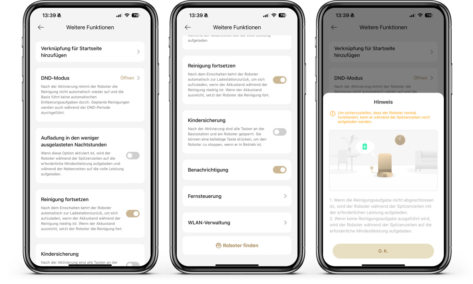 Mova E30 Ultra - App - Robotereinstellungen