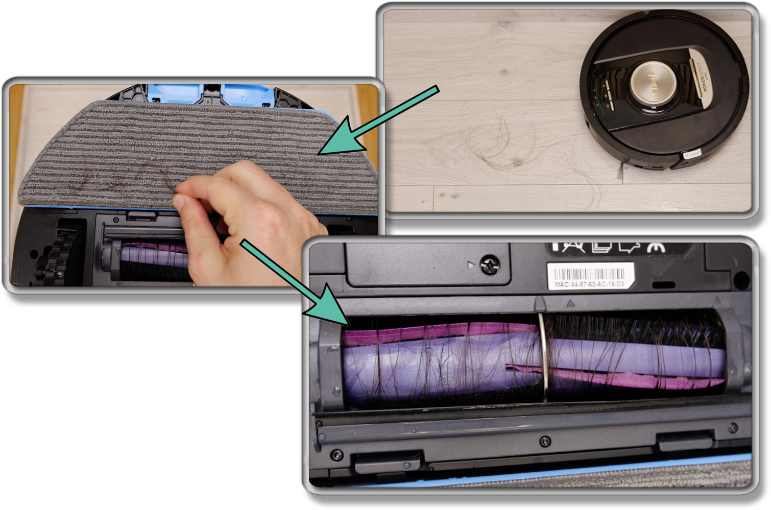 Shark PowerDetect NeverTouch 2-in-1 - Aufgesaugte Haare bleiben in der Bürste hängen