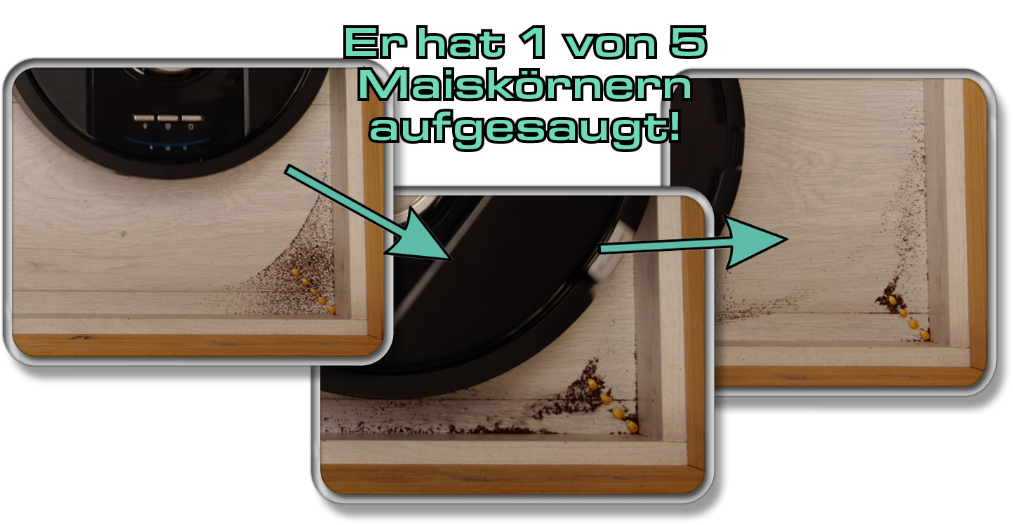Shark PowerDetect NeverTouch 2-in-1 - Die gemessene Saugleistung in Ecken