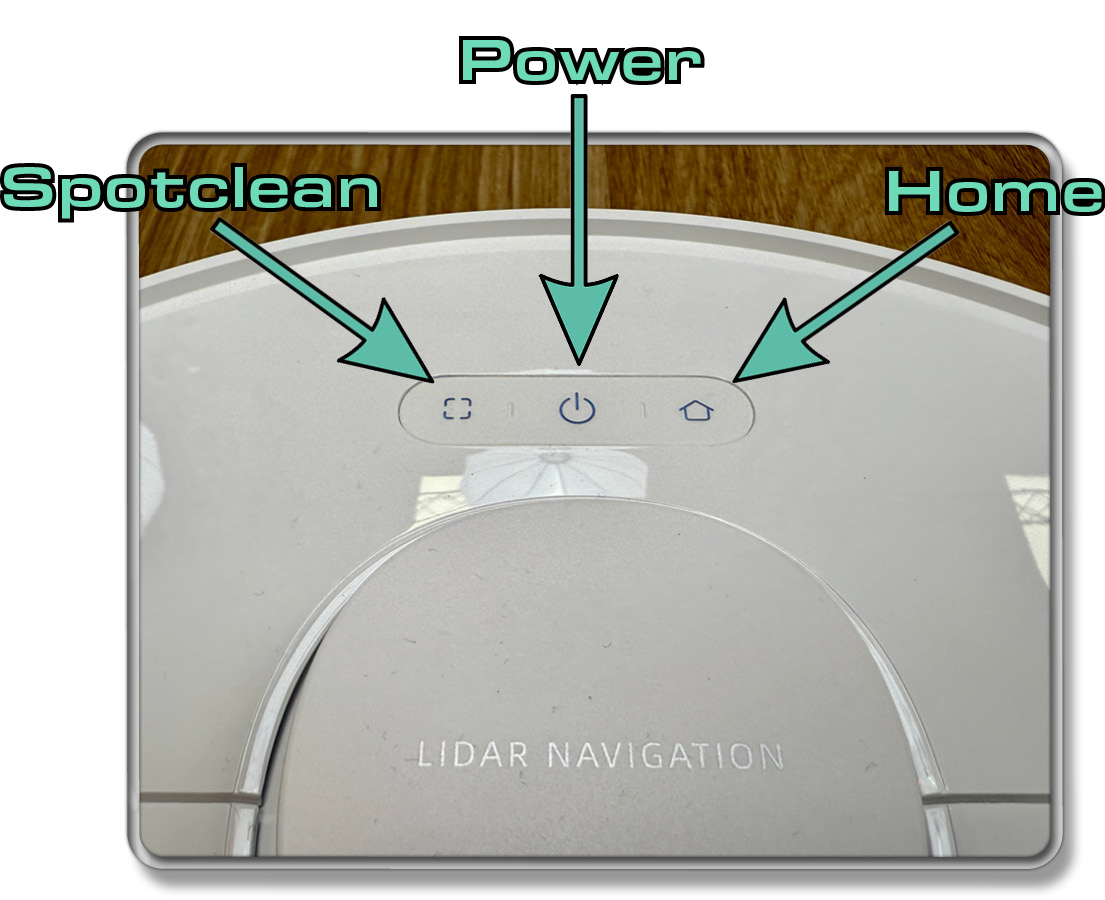 Über diese Tasten wird der Mova E30 Ultra manuell gesteuert