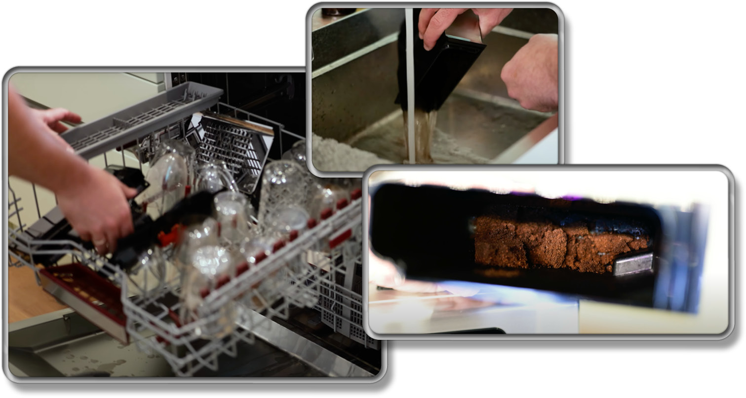 Viele Teile können in die Spülmaschine, manche muss man von Hand auswaschen