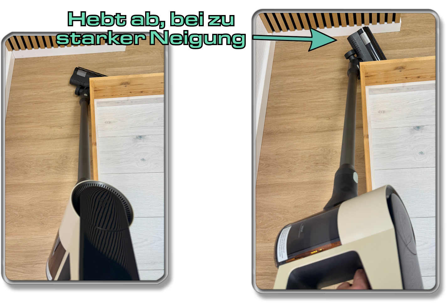 Die Bodendüse des Roborock H5 ist zwar Flexibel, kommt aber schnell an ihre Grenzen