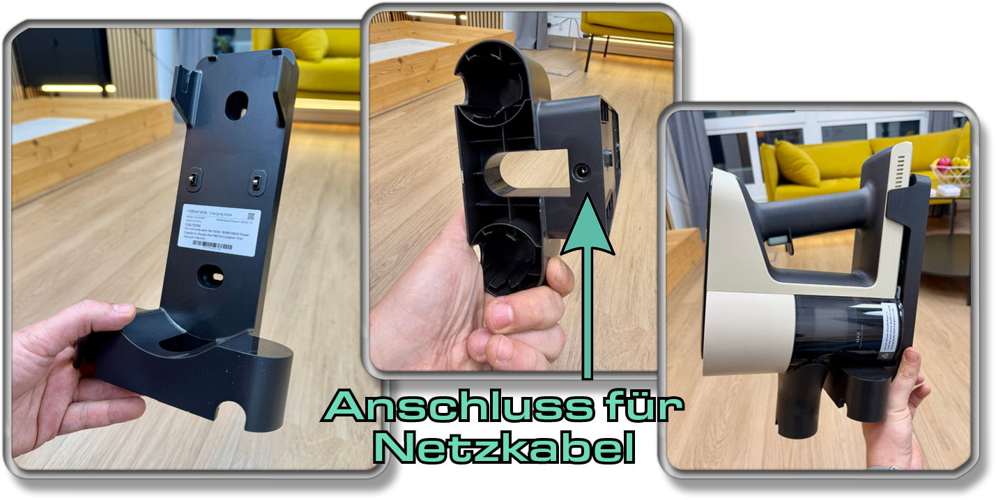 Die Wandhalterung lädt den Roborock H5 auf