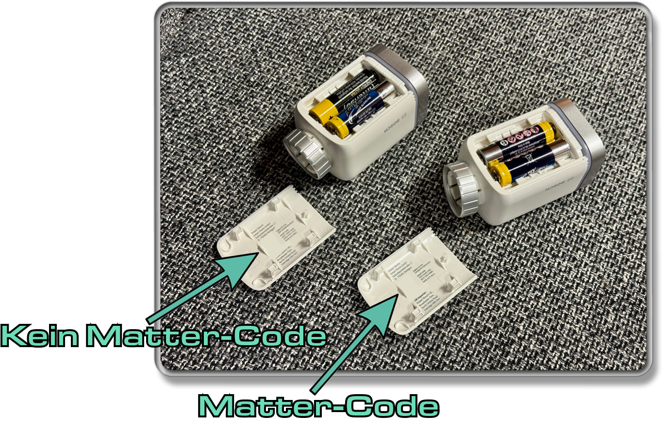 Die beiden Thermostate unterscheiden sich lediglich im Vorhandensein des Matter-Codes