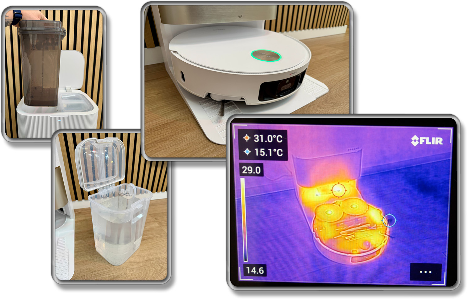 Die Mopps des Dreame X50 Ultra Complete werden in der Station mit heißem Wasser gewaschen