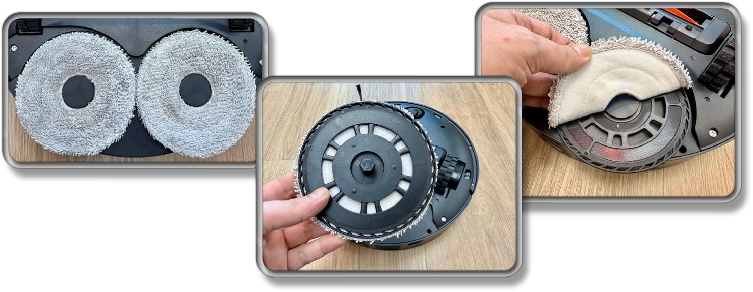 Die Wischmopps haften magnetisch und können abgenommen werden