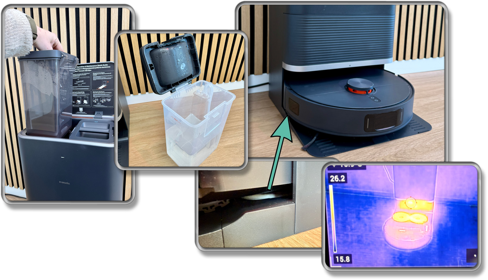 Die Wischmopps werden in der Station mit heißem Wasser gewaschen