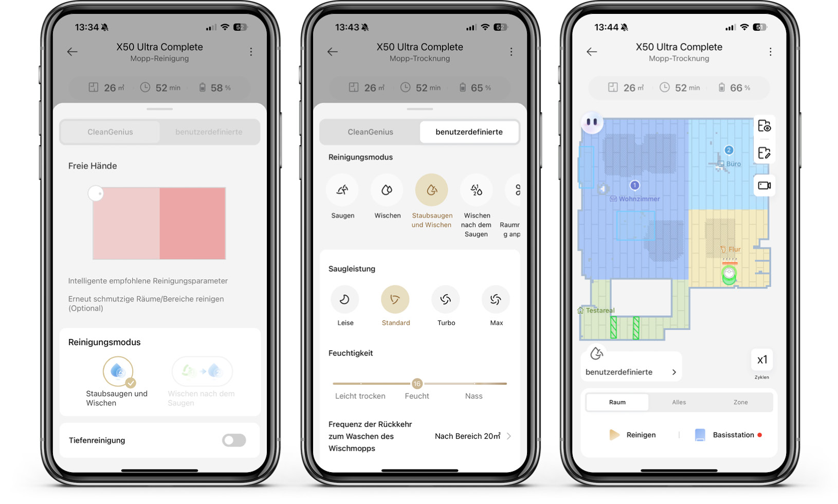 Dreame X50 Ultra Complete - App - Reinigungsoptionen