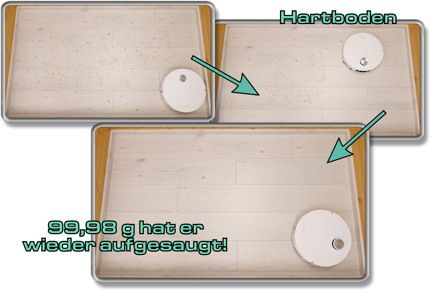 Dreame X50 Ultra Complete - Die ermittelte Saugleistung auf Hartboden