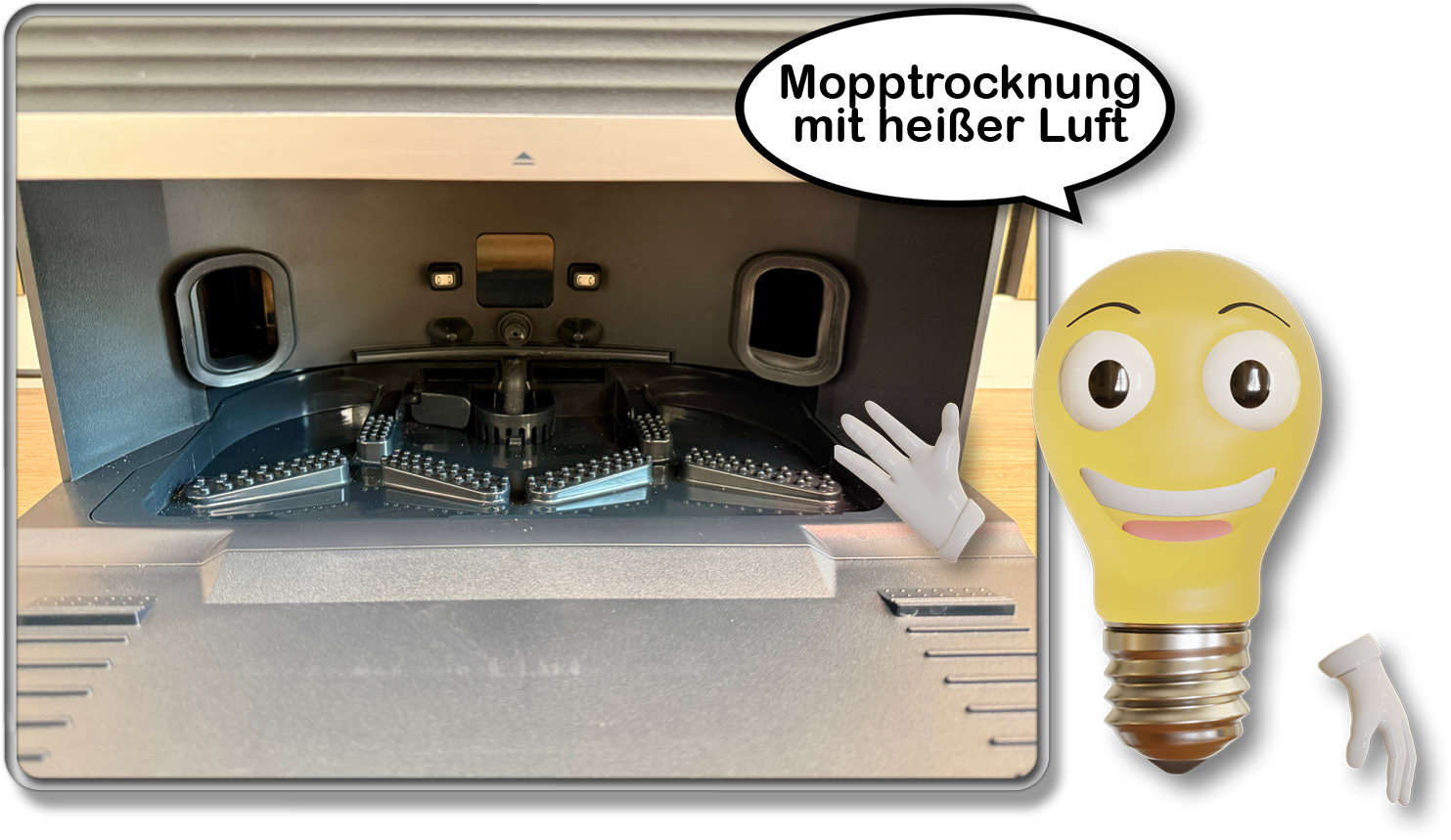 Hier findet die anschließende Mopptrocknung mit heißer Luft statt