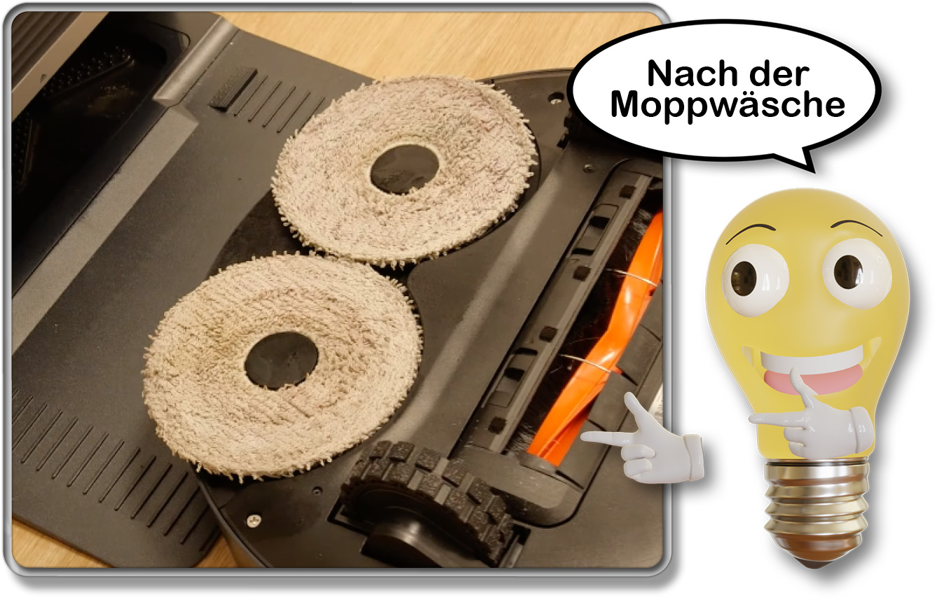 So sehen die Wischmopps nach der Moppwäsche aus
