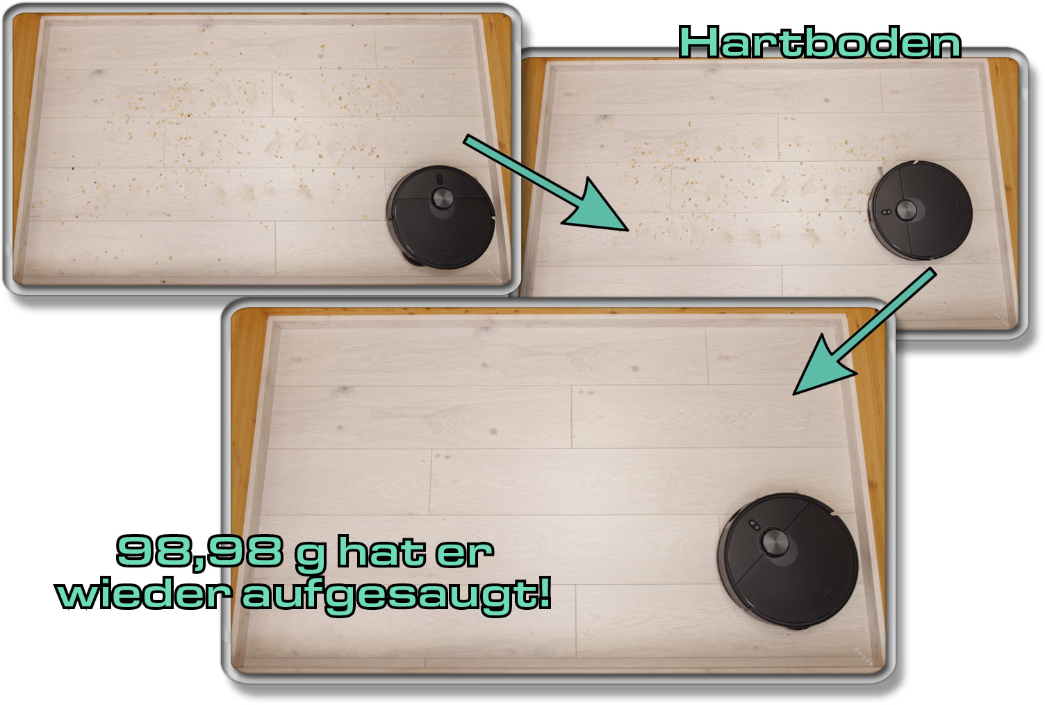 Xiaomi X20 Max - Die ermittelte Saugleistung auf Hartboden