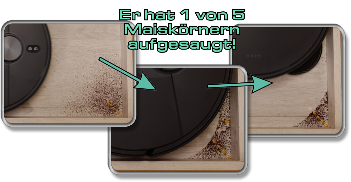 Xiaomi X20 Max - Die ermittelte Saugleistung in Ecken