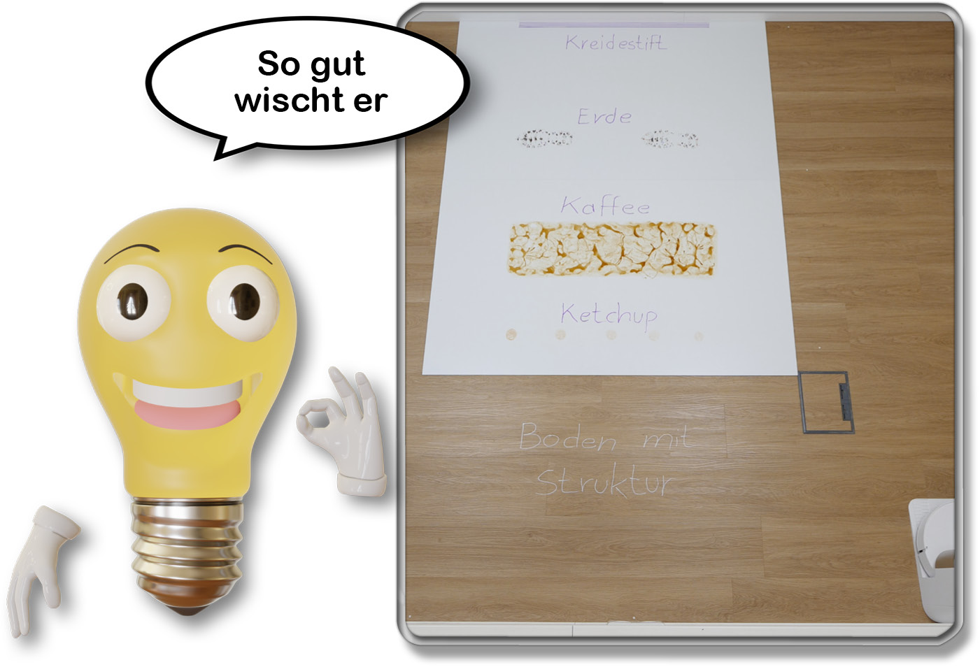 wir schauen uns das Wischergebnis an