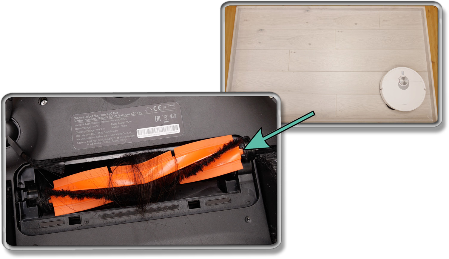 Auf Hartboden haben sich viele Haare auf der Bürste aufgewickelt