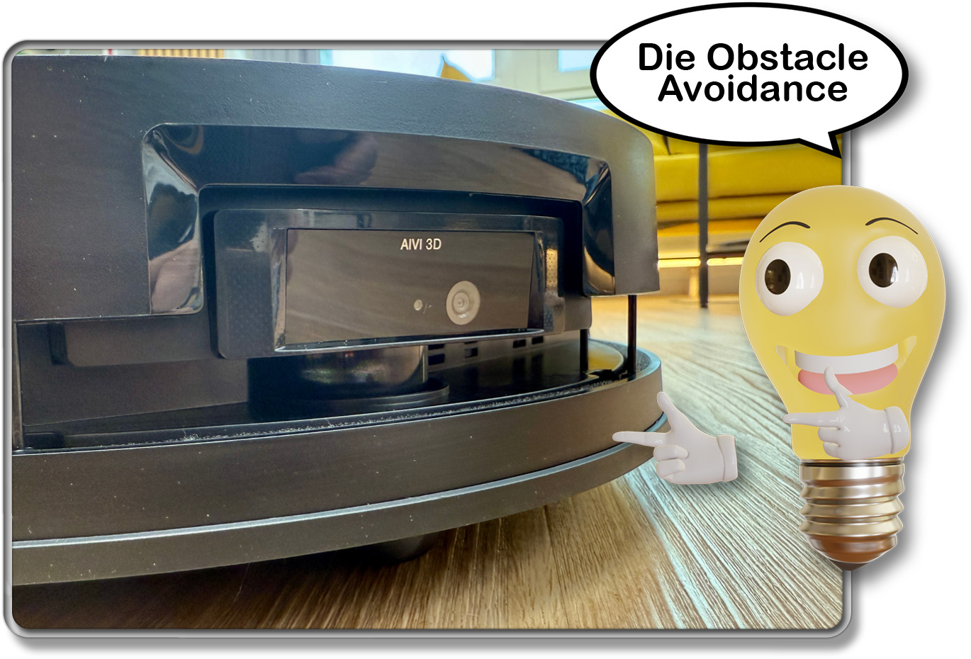 Auf der Front des ECOVACS DEEBOT X8 PRO OMNI befindet sich die AIVI 3D 3.0 Obstacle Avoidance