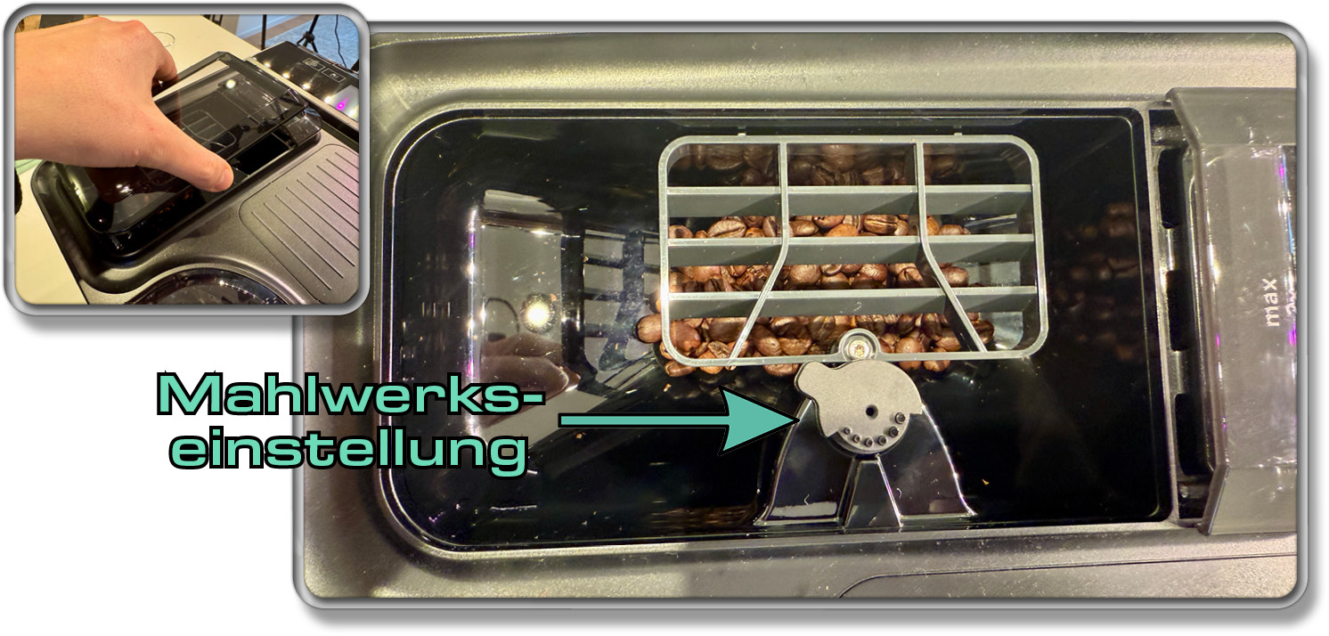 Das ist der Bohnenbehälter