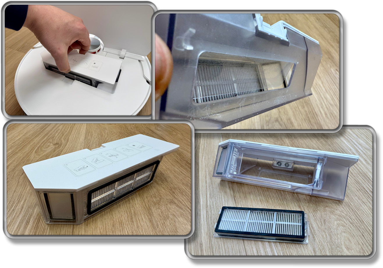 Das ist der Staubbehälter des Xiaomi X20 Pro, den man selten selbst zu Gesicht bekommt