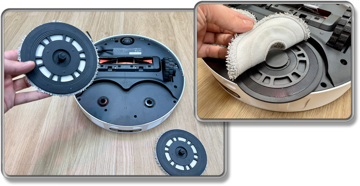 Das sind die Wischmopps, des Xiaomi X20 Pro, die sich abnehmen lassen