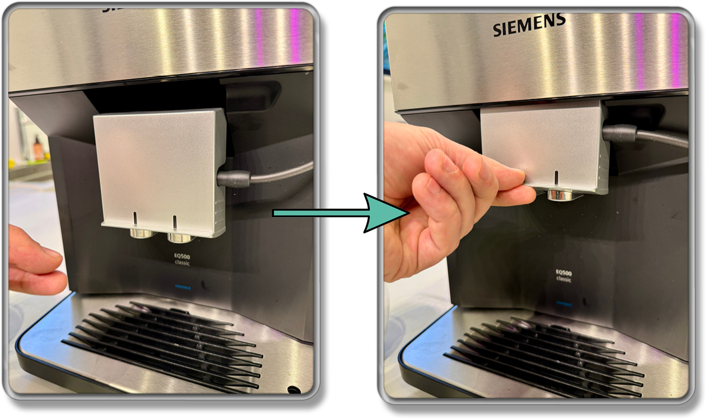 Der Getränkeauslass kann in seiner Höhe eingestellt werden