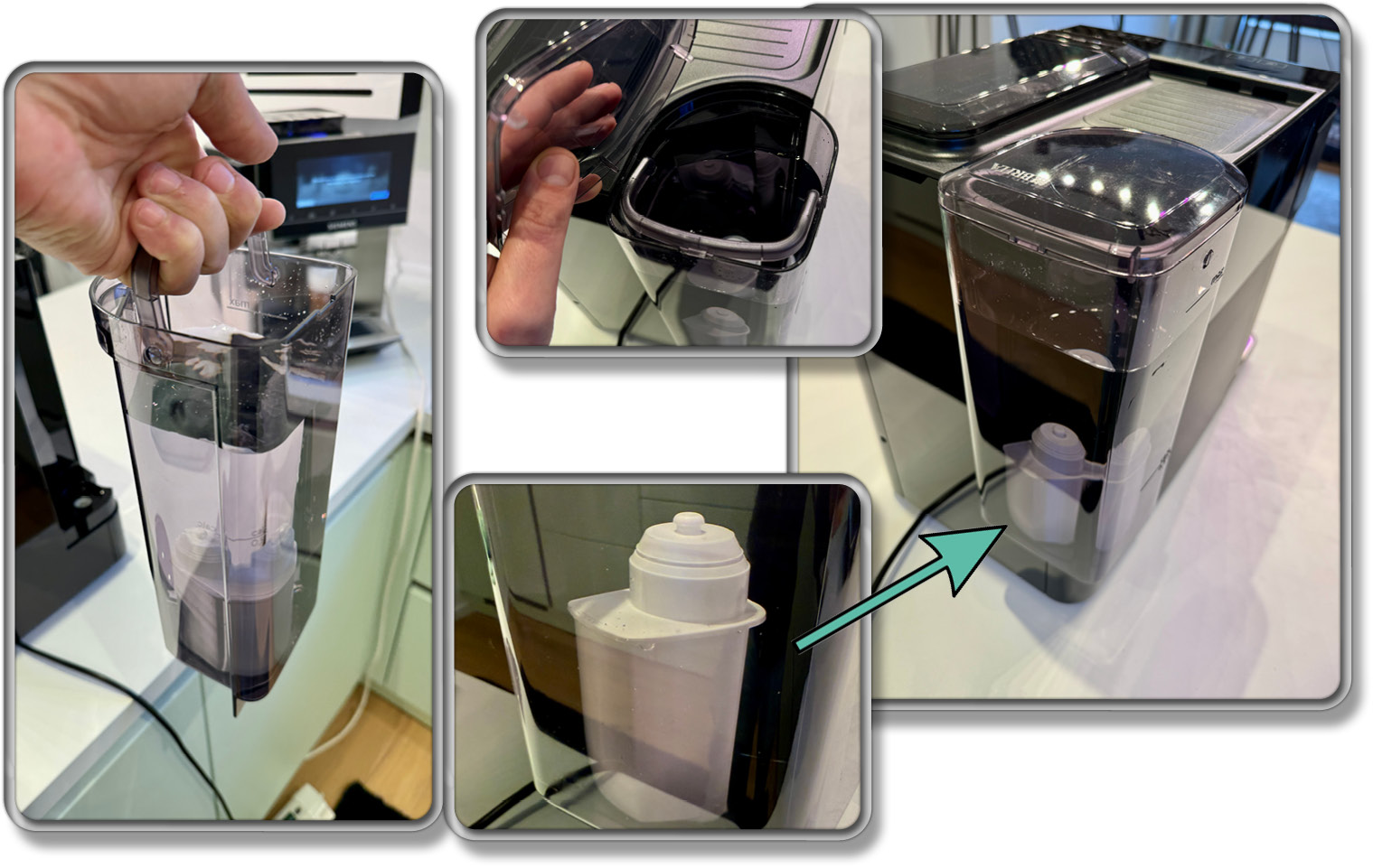 Der Wassertank des Siemens EQ500 classic connect Kaffeevollautomaten fast 1,9 Liter