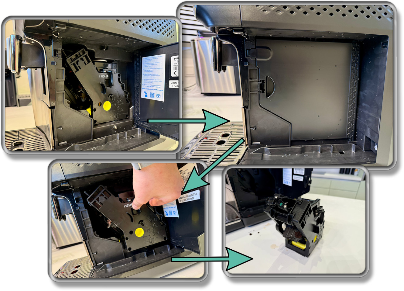 Die Brühgruppe des Philips Series 5500 lässt sich zum Reinigen herausnehmen