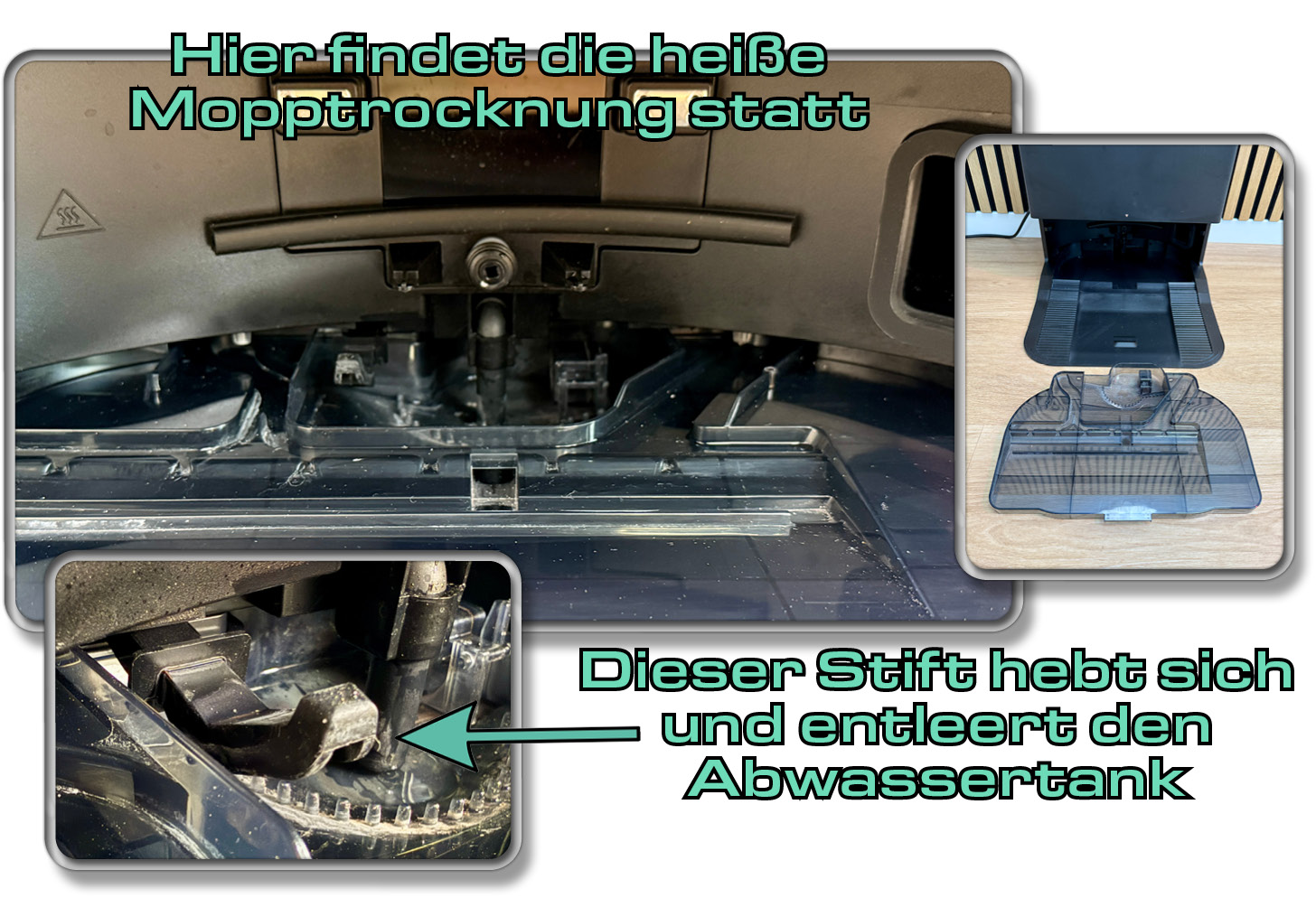 Die Mopptrocknung wird mit heißer Luft durchgeführt