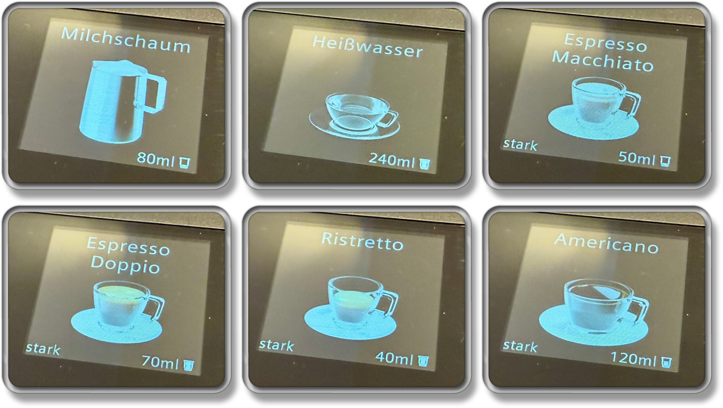 Diese weiteren Getränke stehen zur Auswahl